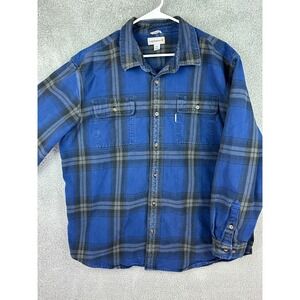 Carhartt Flannel Mens 2XL Relaxed Heavy Weight Blue Plaid Grunge Chor Rugby Men